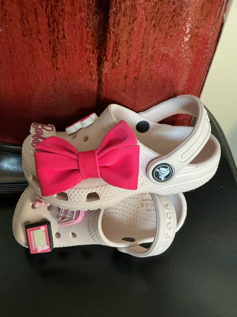 Barbie Authentic Crocs-Little Girls,Light Pink Barbie Charm Clogs - Sz 8 - Picture 2 of 11